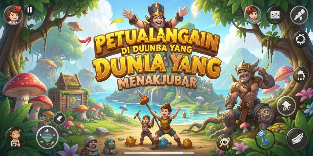 Screenshot gameplay <strong>234E</strong> yang menampilkan petualangan di dunia yang fantastis.