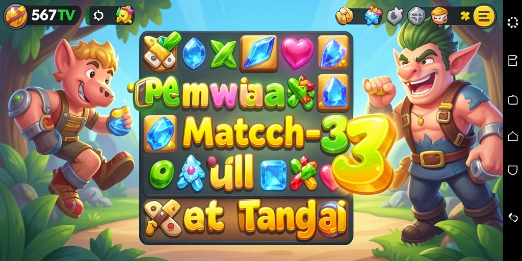 Tampilan gameplay <strong>567TV</strong> dengan kombinasi objek yang berwarna-warni.