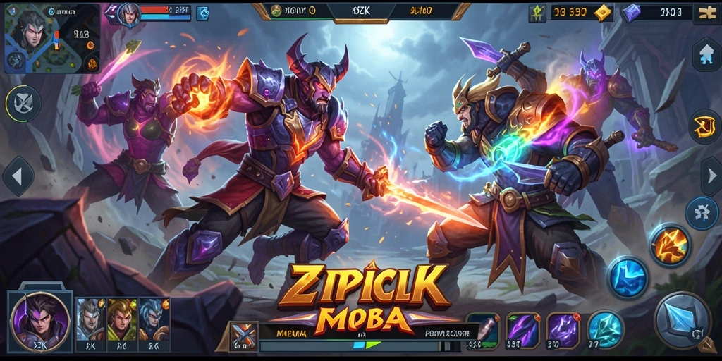 Screenshot dari gameplay seru di 5ZK dengan pertarungan tim.