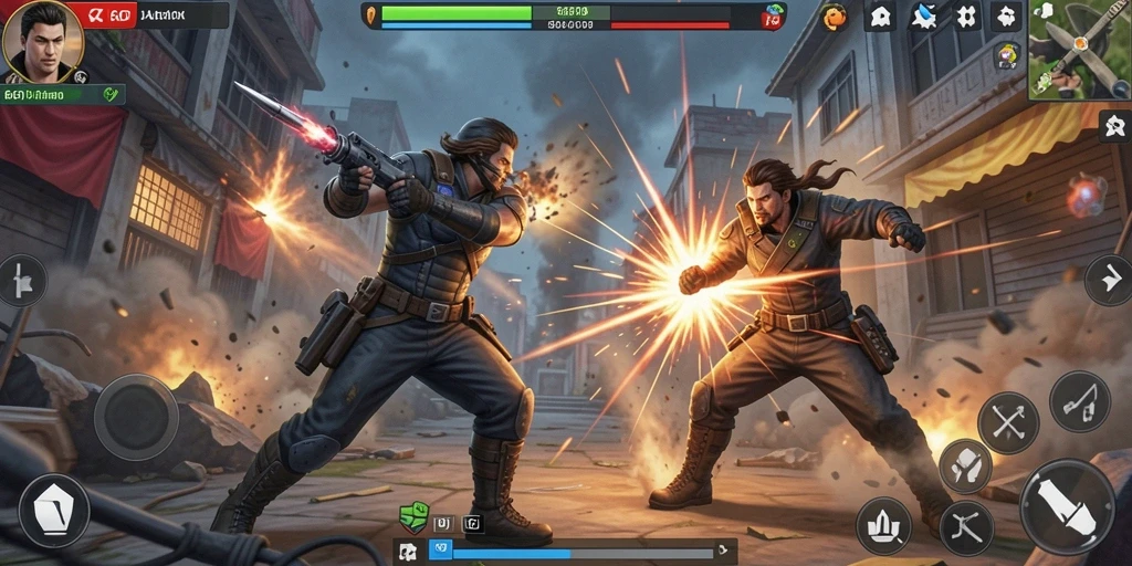 Tampilan seru bertarung dalam game Action 66D.