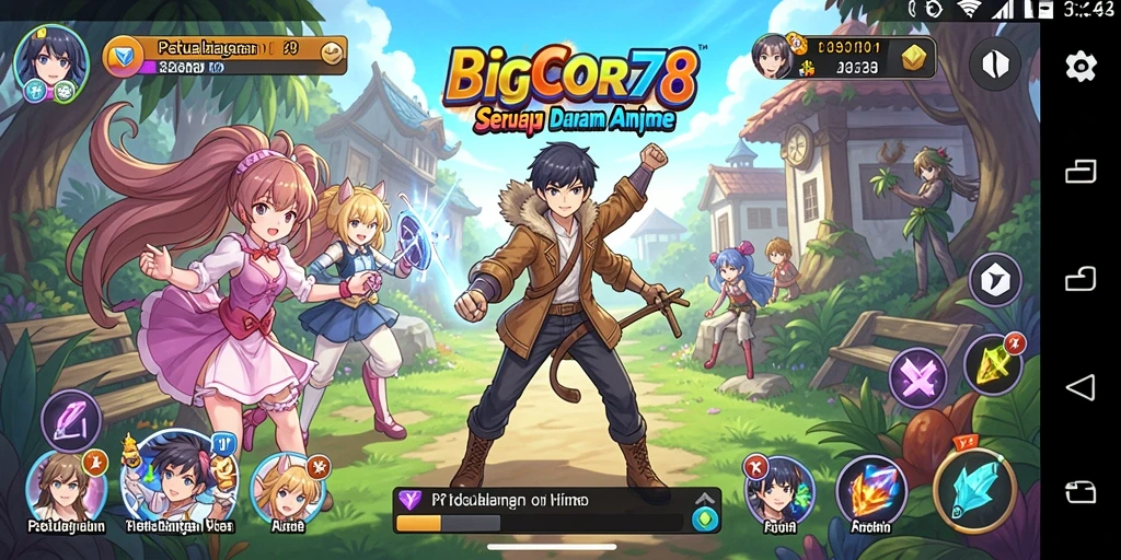 Tampilan menarik dari gameplay <strong>BIGCOR78</strong> menampilkan karakter anime yang dinamis.