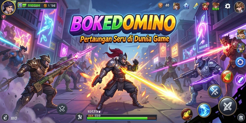 Tangkapan layar menunjukkan pertarungan intens dalam BOKEDOMINO.
