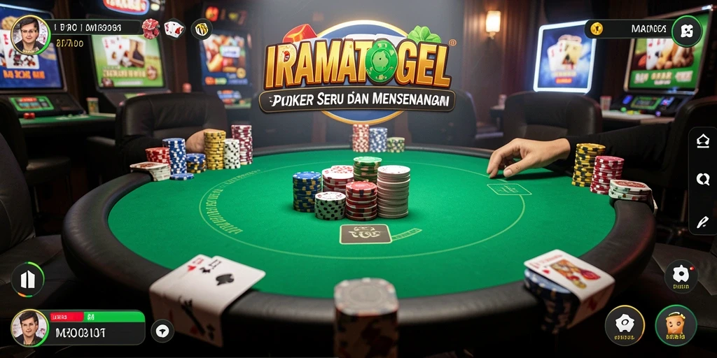 Tampilan menarik dari gameplay poker yang mendebarkan di IRAMATOGEL.