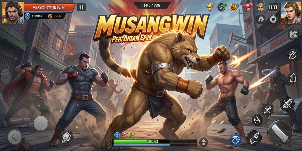 Gambaran aksi pertarungan seru dalam MUSANGWIN.