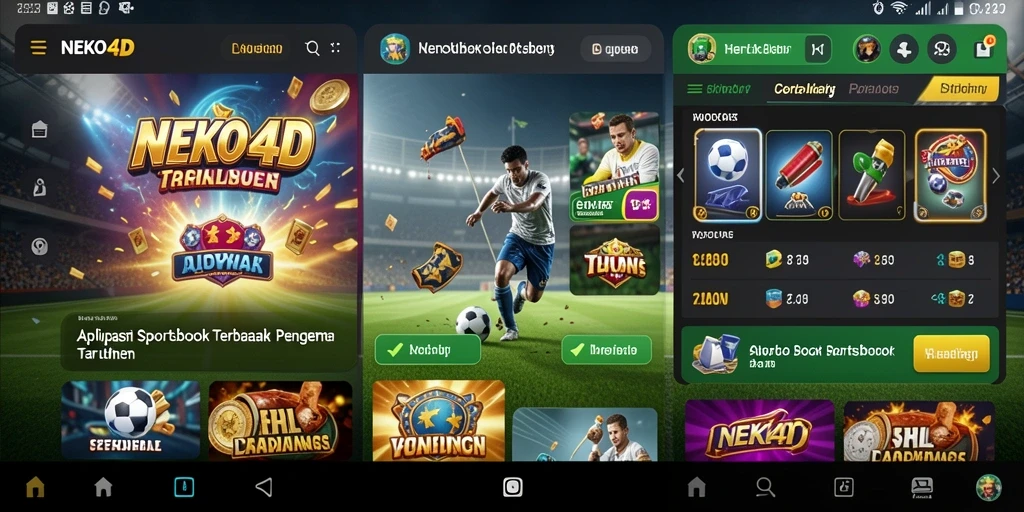 Tampilan antarmuka aplikasi NEKO4D saat memainkan taruhan olahraga.