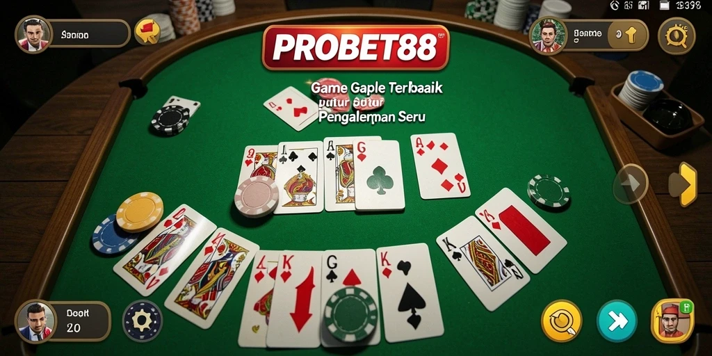 Screenshot gameplay PROBET88 menampilkan momen seru pertandingan gaple.