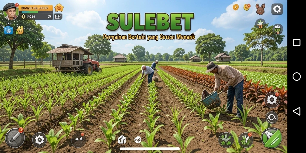 Screenshot SULEBET menampilkan gameplay seru bertani dan mengelola lahan.