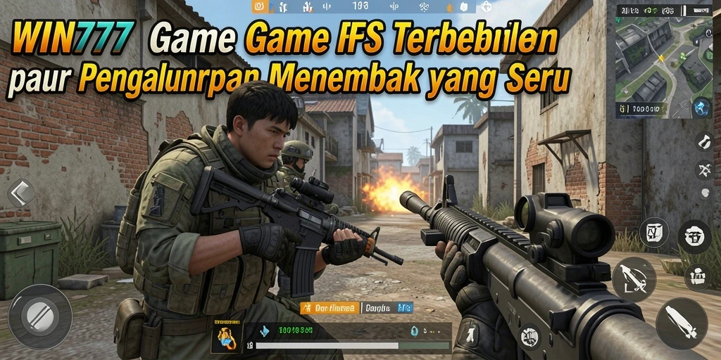 Tampilan gameplay seru dalam pertempuran FPS yang mendebarkan.